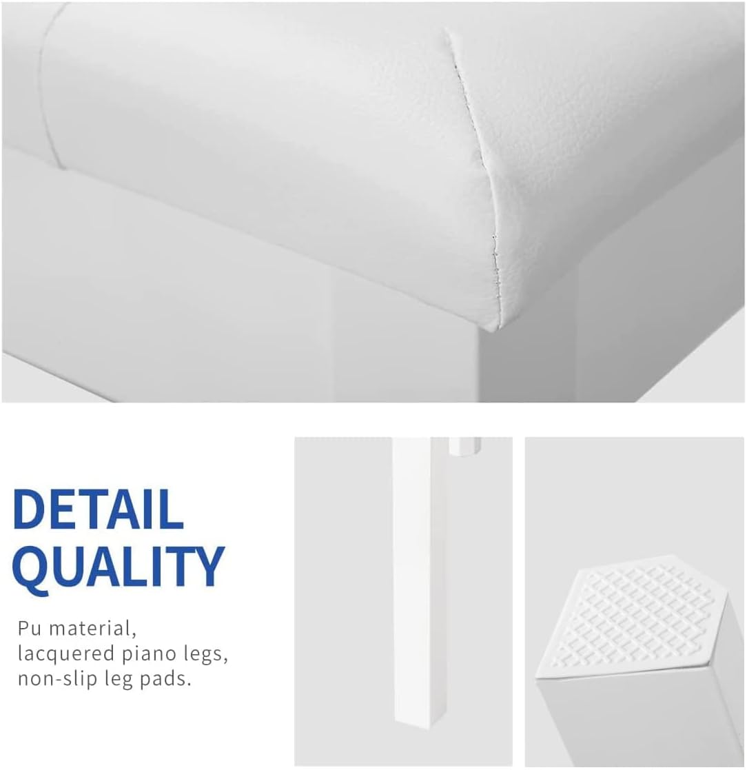 AODSK 88-Key Weighted Hammer Action Digital Piano & White Storage Bench Bundle w/Triple Pedal, Furniture Stand, Key Cover, Lessons & Duet Piano Stool