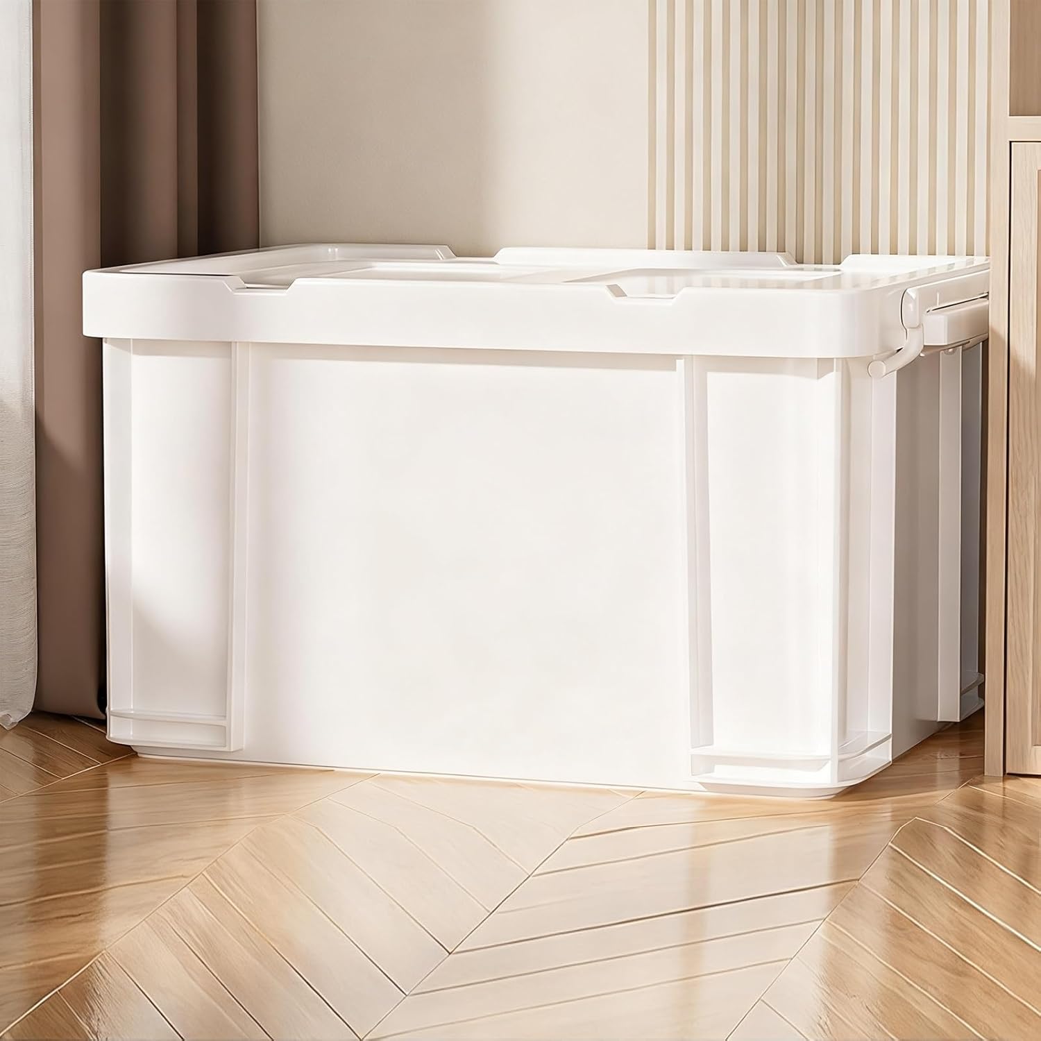 Outdoor Storage box Storage Boxes With Lids Waterproof Storage boxs 58 Liter Large Capacity Multi Purpose Storage boxs Suitable for Home Garage car Trunk Camping(White,44cm/17in)