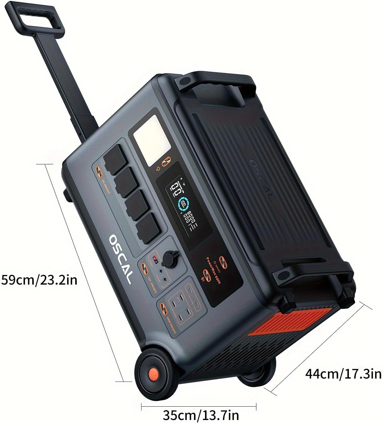 OSCAL PowerMax 6000 Solar Generator with 200W Solar Panel, 120V/240V Portable Power Station 6000W AC Outlets (7200W Peak), 2200W AC Charging/2400W Solar Charging, Emergency for Home, Battery Backup