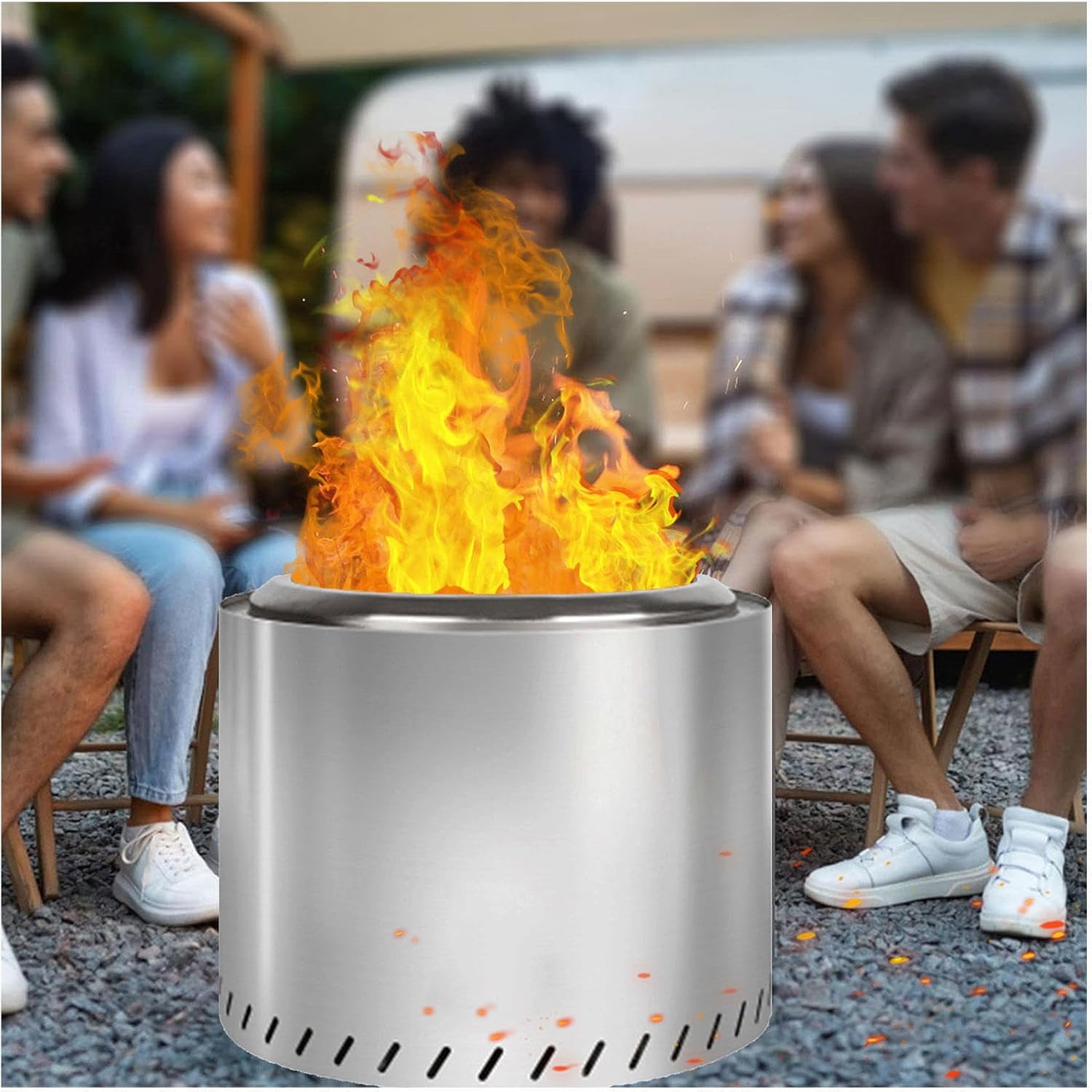 Smokeless Firepit 19.4 Inches Outdoor, Fire Pits for Outside Patio Durable Stainless Steel for Wood Burning, Smokeless Instant Fire Pit for Patio Garden,Camping,Backyard