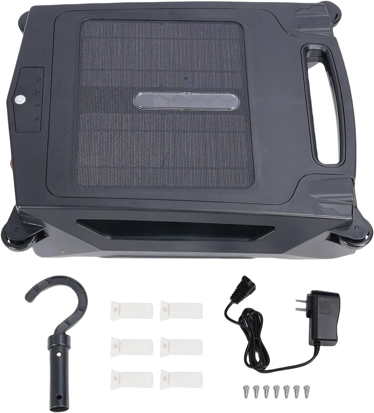 Solar Swimming Pool Surface Cleaning Robot,Automatic Rechargeable Cordless Robotic Pool Cleaner,Dual Charging Functionality Auto Obstacle Avoidance Escape Function for All Pools (US Plug)