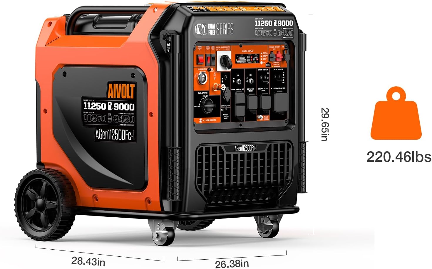 AIVOLT 11250 Wattages Super Quiet Gas Propane Powered Outdoor Generator for Home Back Up Food Truck, 50 State Approved