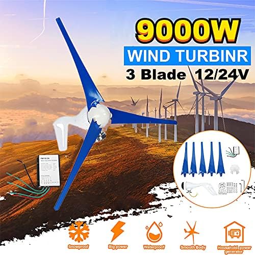 9000W 12V/24V Wind Turbines Generator 3 Blades Wind Power Electricity Generator with Controller Use for Home Solar Streetlight