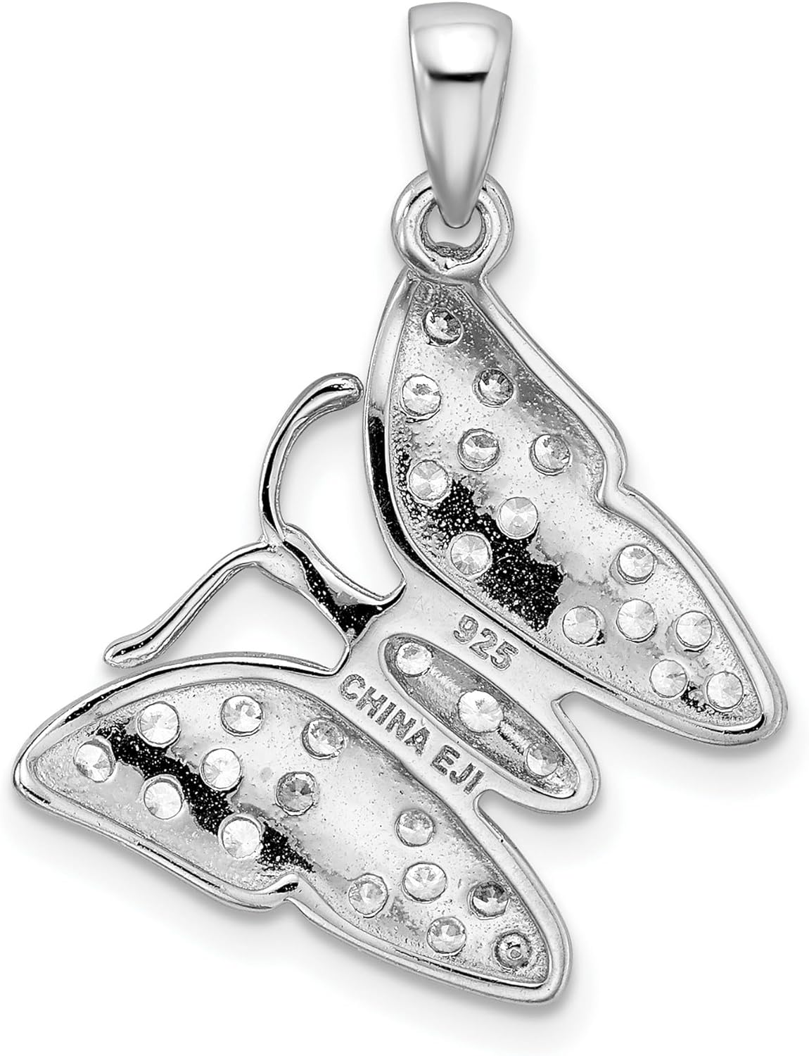 Sterling Silver Butterfly Pendant Necklace for Women with Cubic Zirconia Accents, Feminine Spiritual Nature Charm Jewelry Symbolizing Transformation, Growth and Renewal, Elegant Everyday Accessory