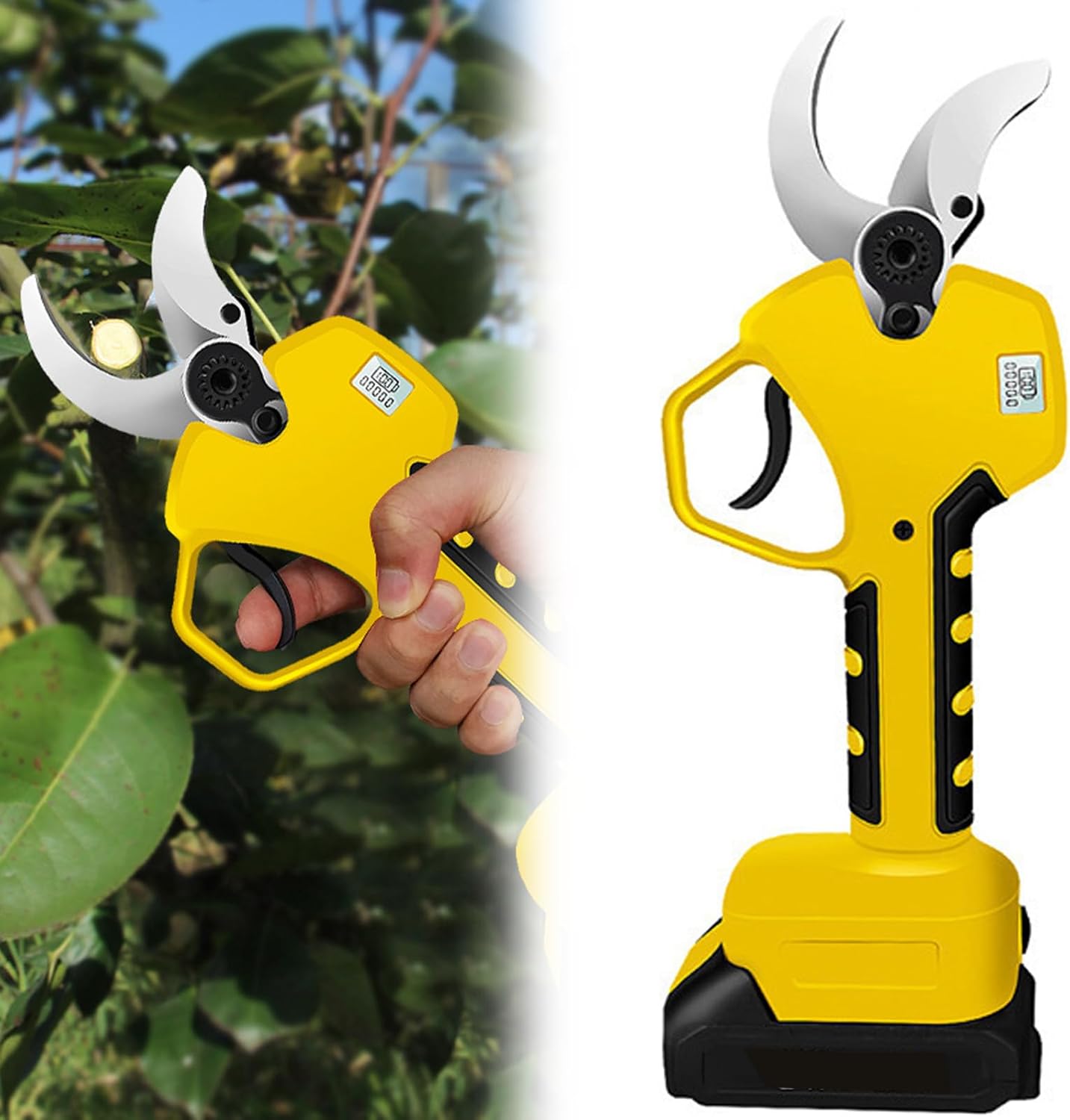 Professional Electric Pruners,Rechargeable Powered Branch Pruners,Orchard Electric Pruners,Brushless Electric Pruners,Suitable for Orchards(Size:B)