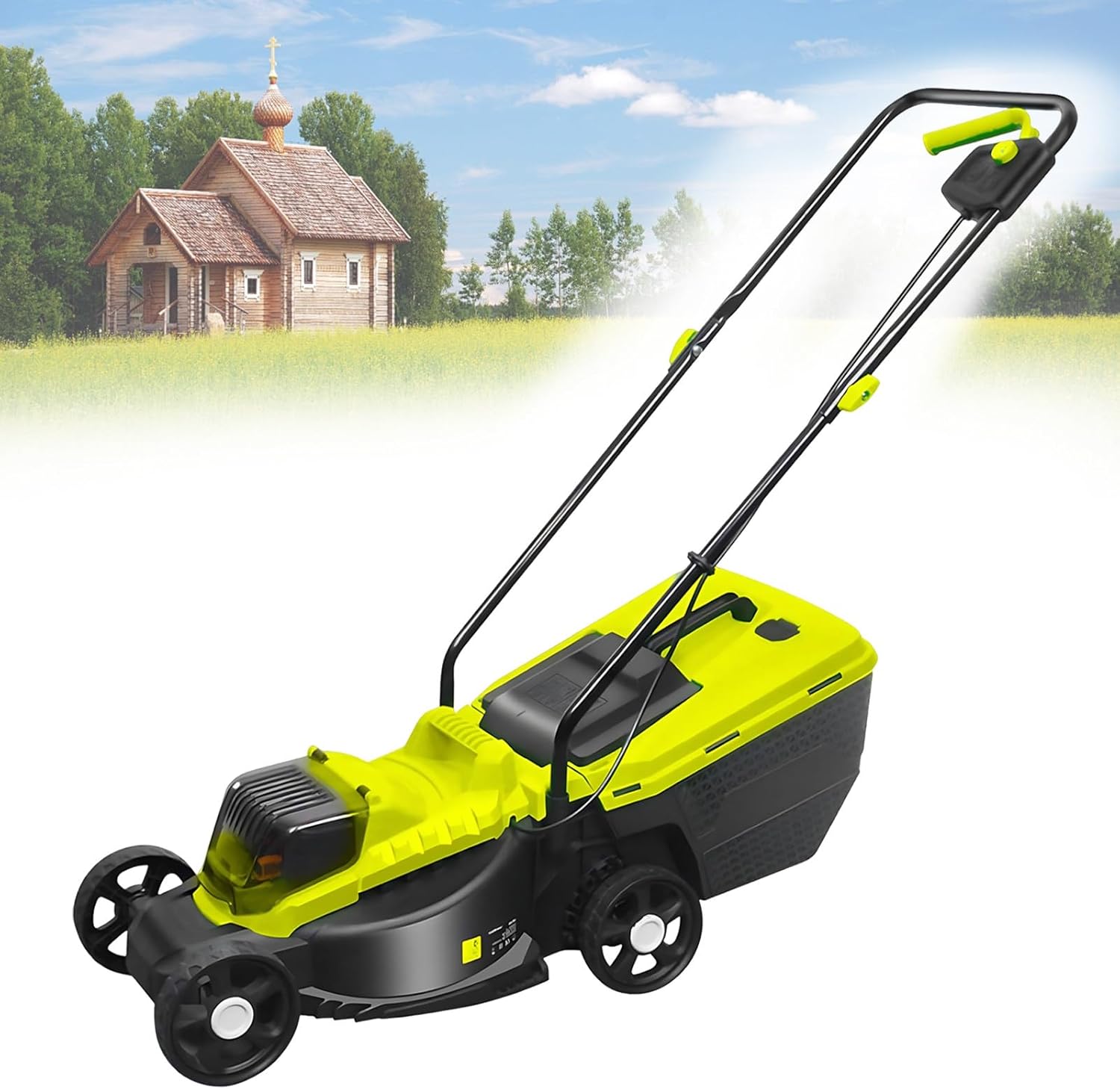 SHAHRYAR Battery Powered Lawn Mower,Cordless Lawn Mower,Electric Lawnmower Battery Powered,30/50/70 Mm Adjustable Cutting Height, Cutting Size 330mm,for Garden, Yard and Farm
