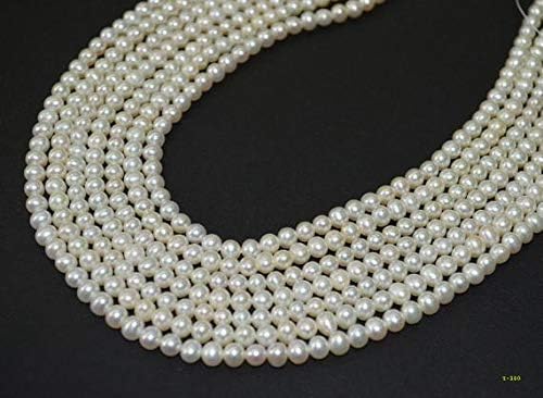 13 inch natural beads strand of 5mm smooth rondelle fresh water pearl gemstone beads for DIY jewelry - necklace, bracelet, earring, ring.