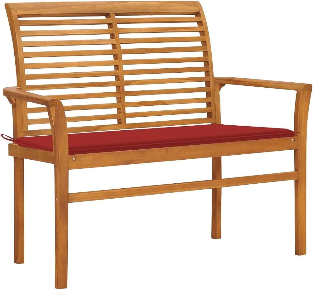 Patio Benches Patio Bench with Red Cushion 44.1