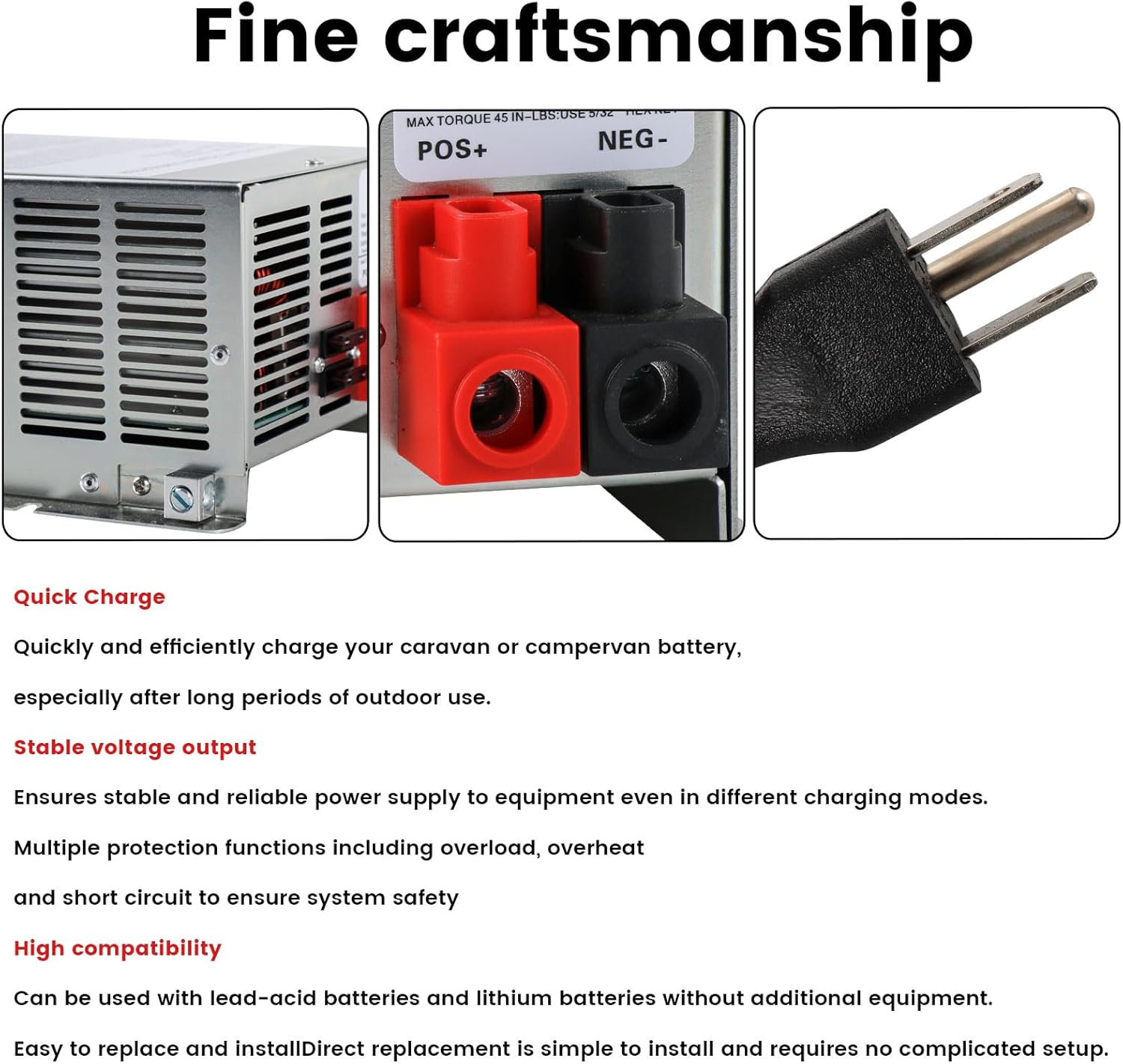 WF-9855 RV Power Converter Deck Mount Charger 55 amp Camper Inverter Compatible with WF-9855-AD,WF-9855-AD-CB&Other WF-9800 Series