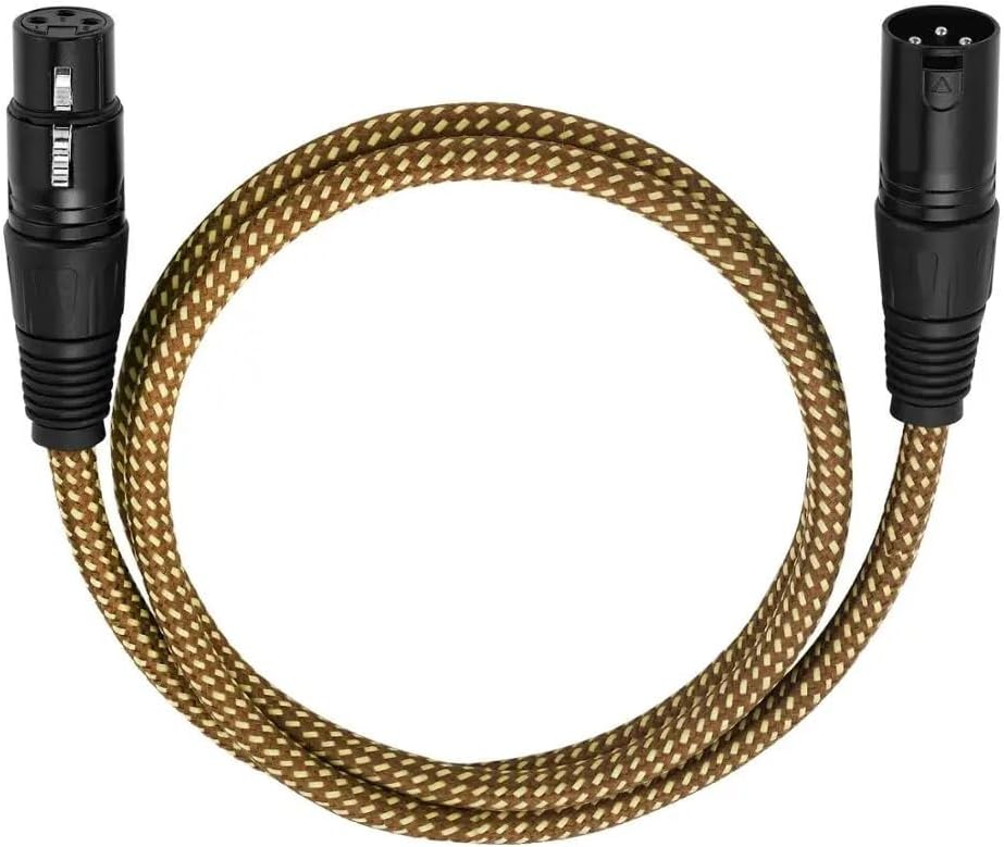 Floral Braided XLR Cable Male to Female 3 Pin Jack OFC Copper Foil + Braided Shield for Amplifier Microphone Mixer 6 Pack