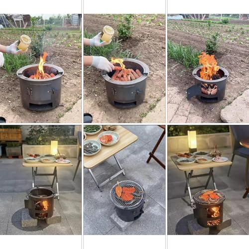 Portable Outdoor Camping Stove - Multifunctional Wood Burning Fire Pit for BBQ, Cooking, Heating & Versatile Outdoor Activities (Large Size)