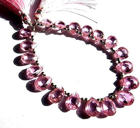 7.5 Inches Strand. - AAA Pink Cubic Zirconium Faceted Pear Shaped Briolettes Size 10x8mm