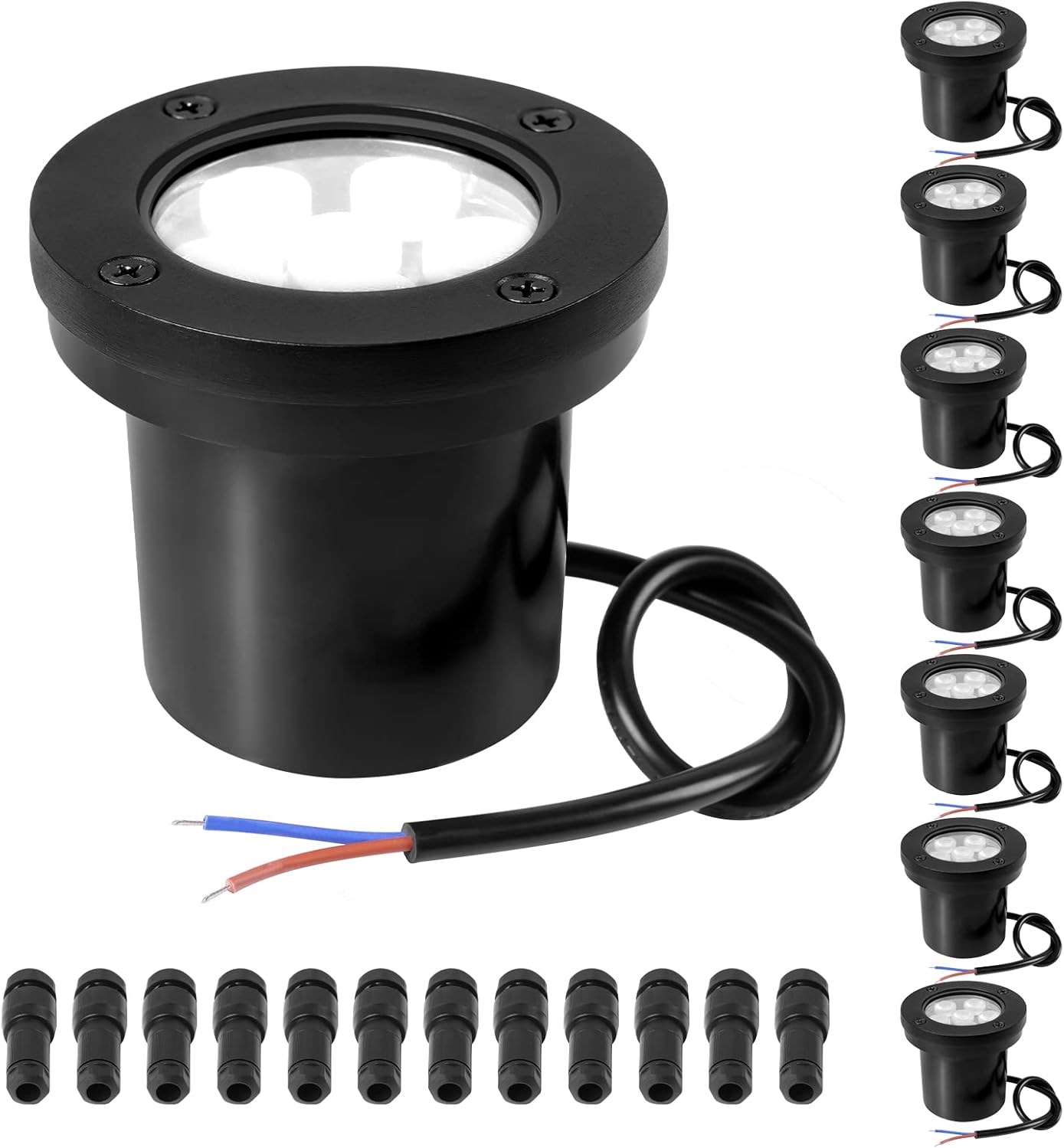 Low Voltage Landscape Well Lights, Outdoor LED Ground Lights for Garden, Lawn Pathway Backyard, Patio Walkway Decor 8Pack Black (Cool White(6000K))