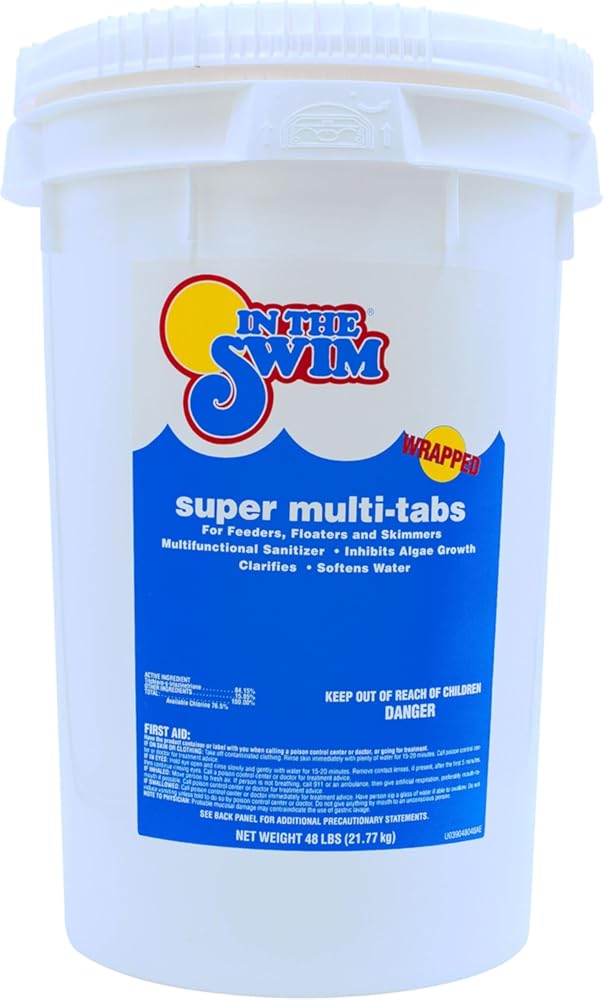 In The Swim 3 inch 5-in-1 Super Multi-Tabs – Swimming Pool Sanitizer – Chlorine - Algaecide - Stabilizer - Clarifier - 48 Pounds