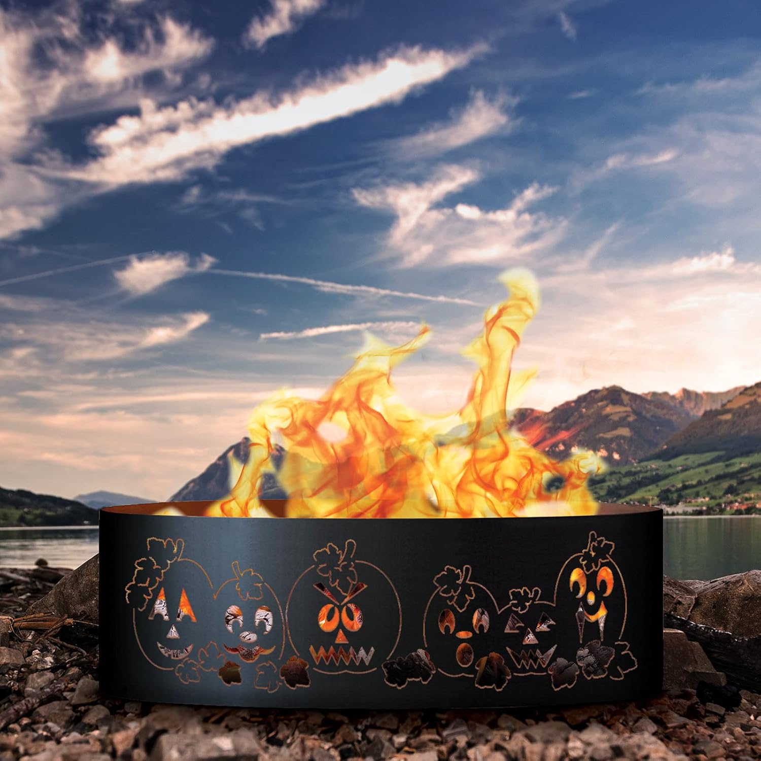 PD Metals AH01448 Autumn Harvest Unpainted 12 in. Tall 48 in. Diameter Outdoor Fire Ring - 48 x 48 x 12 in. - Rustic Black Color