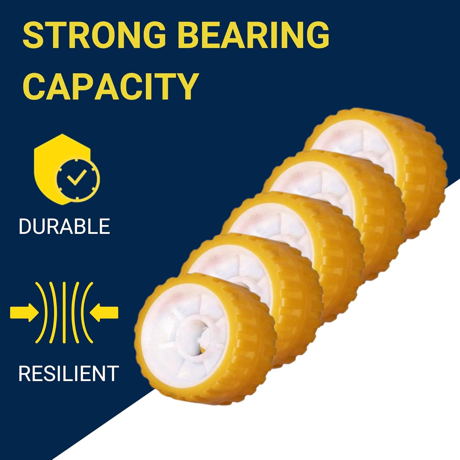 Tie Down Engineering Hull Sav'r 5 inch PVC Ribbed Wobble Roller Kit | 7/8 inch and 1-1/8 inch Shafts | Boat Trailer Parts & Accessories | Boat Trailer Roller Kit