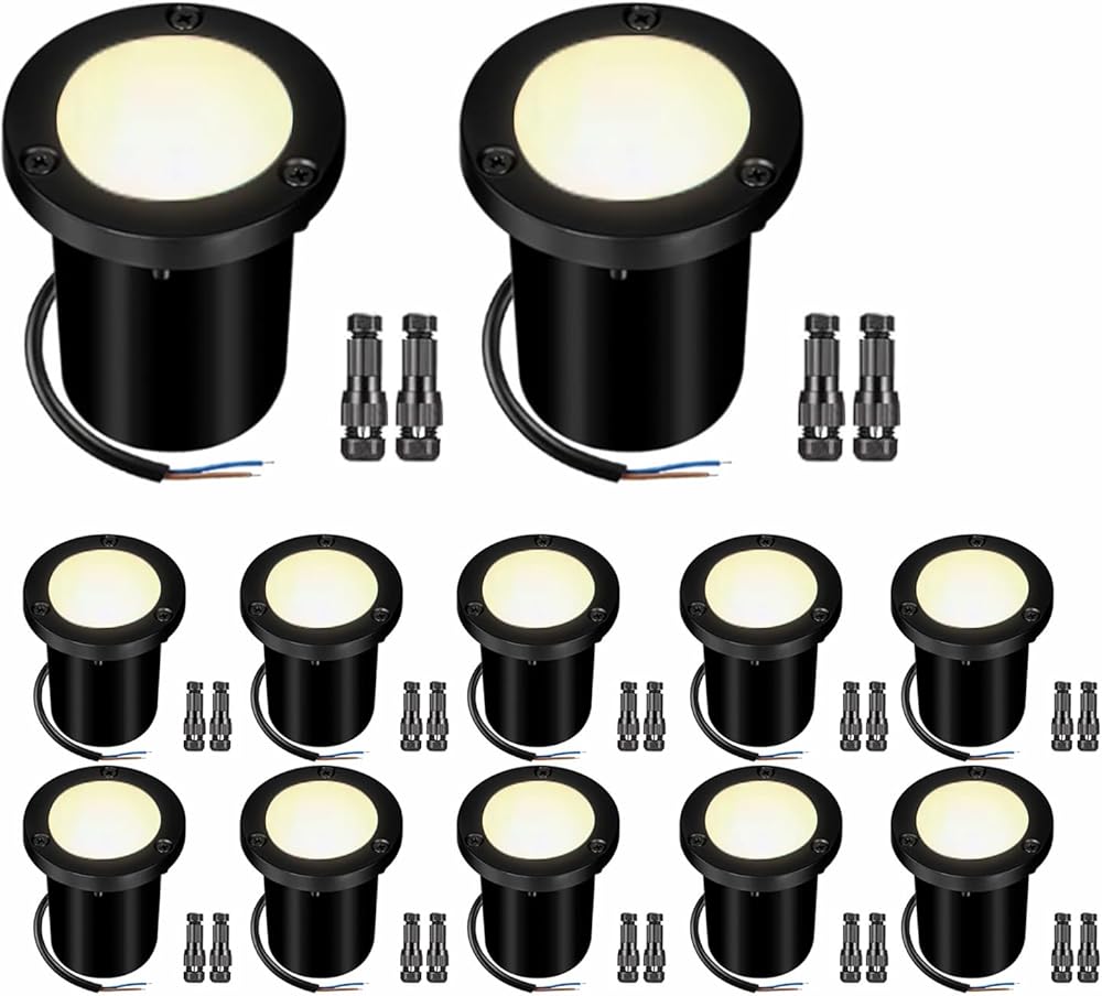 Low Voltage Landscape Lighting - 6W Well Light,12-24V LED In-Ground Landscape Light, IP67 Waterproof Landscape Lighting,3000K Paver Lights Warm White for Yard, Garden, Patio (12 Pack)