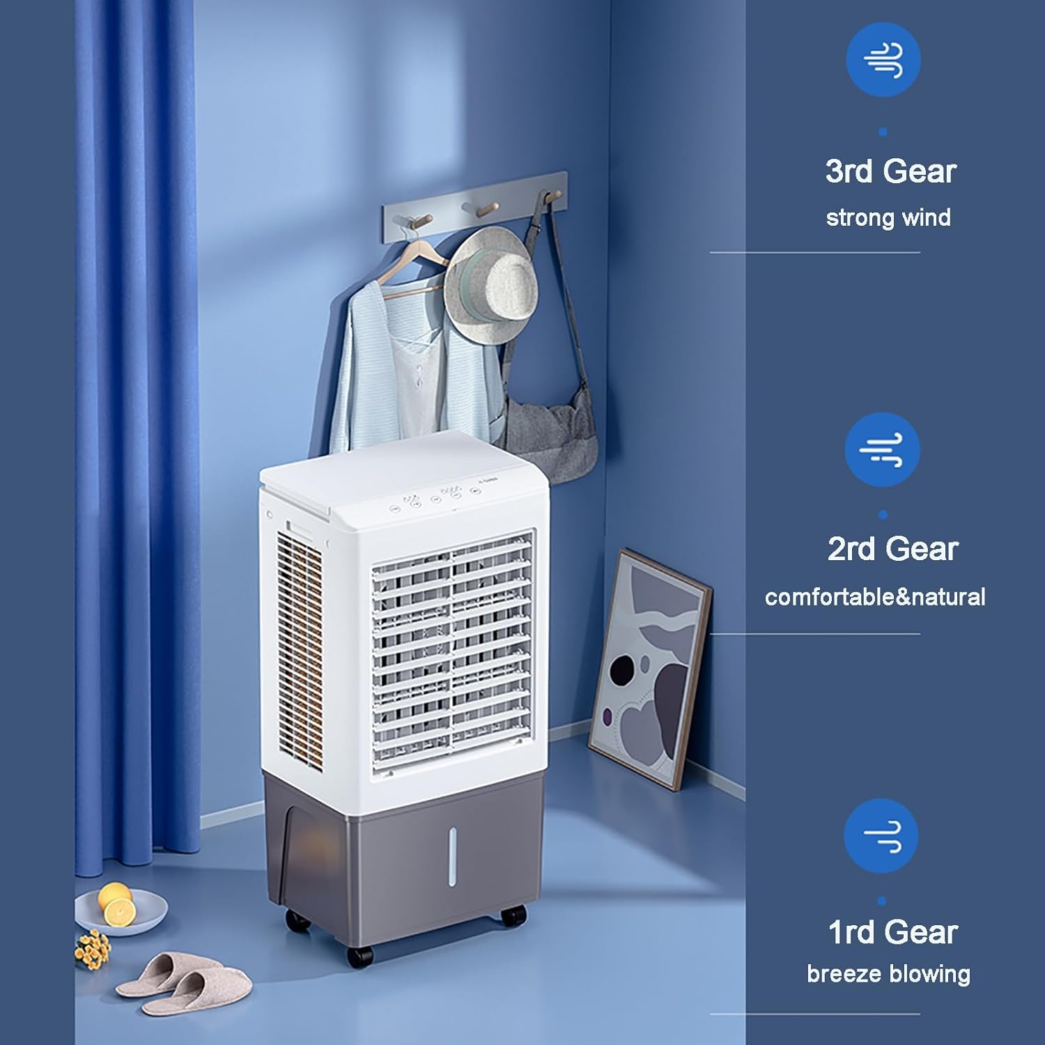 Swamp Cooler Air Conditioners, 110V Large Tank for 3D Cooling, Portable Evaporative Cooler with LED Touch Screen, 3 Fan Speeds, 12H Timer & Remote, air Cooler for Bedroom(18.5x14x32inch)