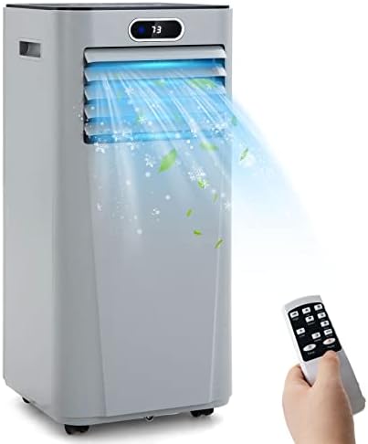 PETSITE Portable Air Conditioner, 3-in-1 AC Cooling Unit Dehumidifying, Fan & Air Cooler Function, Remote Control, Window Kit Included (10000BTU, Grey)