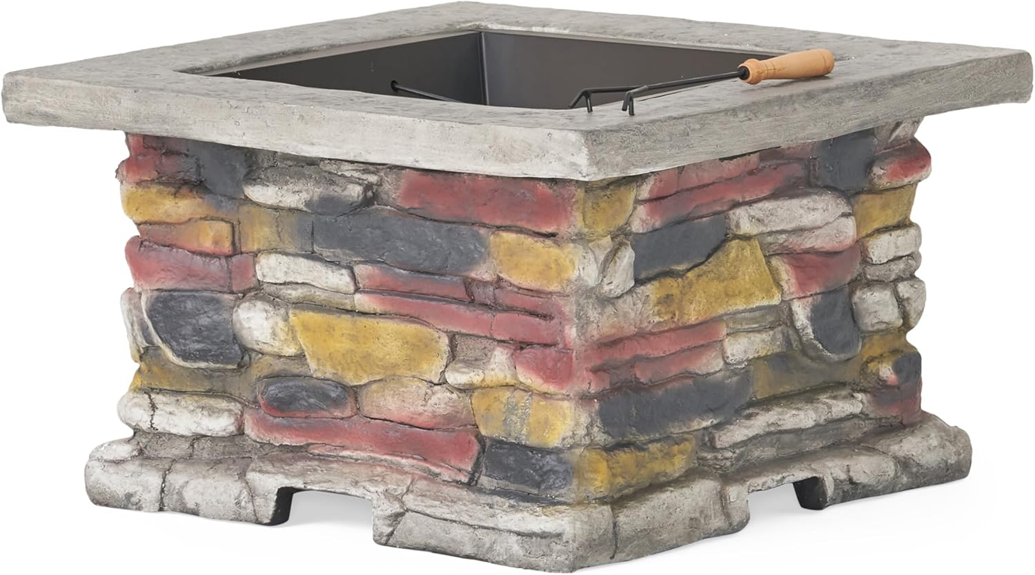 Outdoor 19.5 Inches Fire Column-40,000 Btu with Natural Stone Finish-Includes Tank Inside for Stylish Patio Heating (Stone Gray, 28