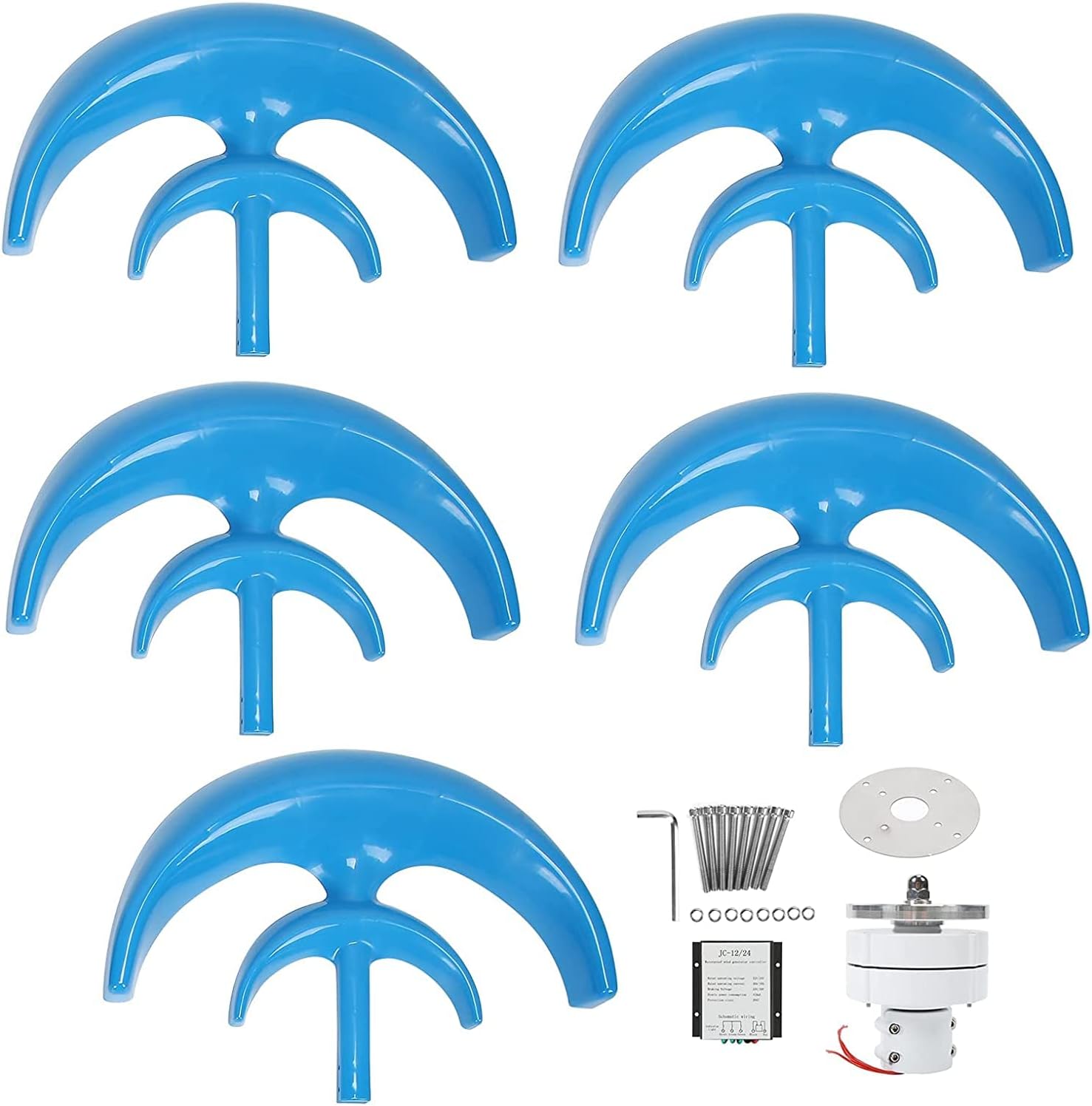 Wind Turbine 8000W 5 Blade Wind Vertical Axis Generator AC Permanent Magnet Generator Wind Turbine Kit with Controller for Wind Solar System