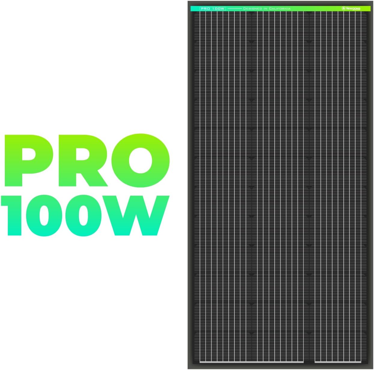 Newpowa PRO 100 Watt 12 Volt Monocrystalline 100W 12V Solar Panel, 9 busbar PV Module, High Efficiency Mono Module RV Marine Boat Off Grid