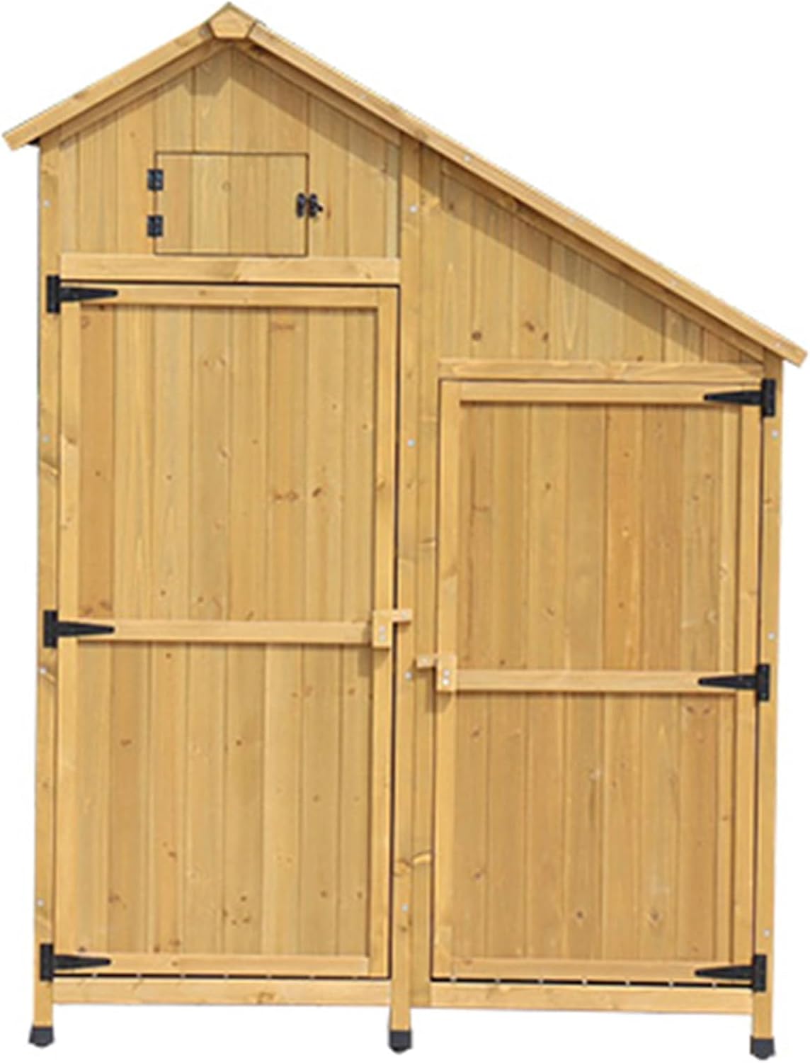 Outdoor Storage Shed Cabinet, Wooden Garden Shed with Double Lockable Doors & Lean-to Roof, Utility Outside Tool House for Balcony, for Patio, Lawn (One Color Wood Color)