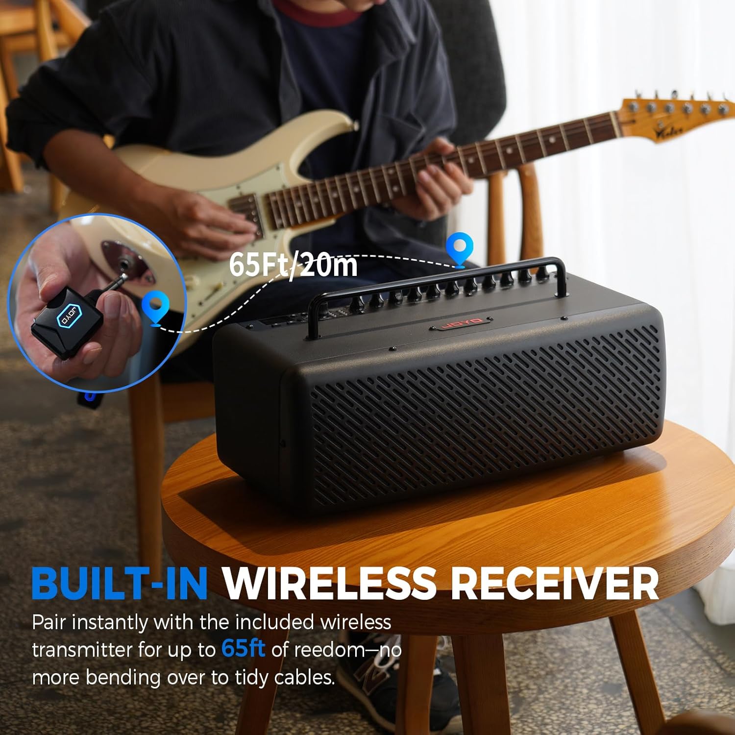 JOYO 40W Desktop Guitar Amp Portable,Professional Combo Guitar Amplifier Live Streaming & Recording with 8 Effects,Presets,Looper,Drum Machine & App for Electric Acoustic Bass Guitar (JAM Buddy III)