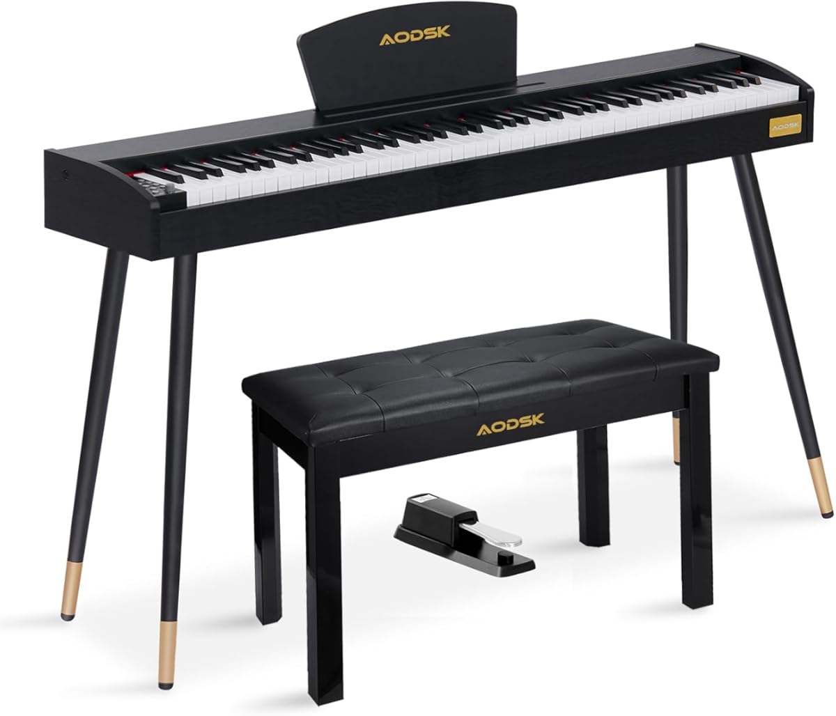 AODSK Beginner Digital Piano 88 Key Keyboard+AODSK Wooden Duet Piano Bench