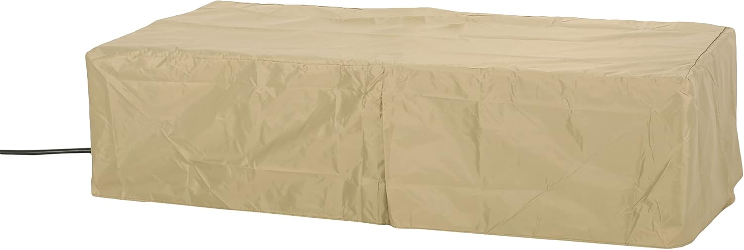 Christopher Knight Home Goliath Outdoor 50,000 BTU Rectangular Fire Pit Table (No Tank Holder) - Lightweight Concrete - Dark Gray/Natural Brown