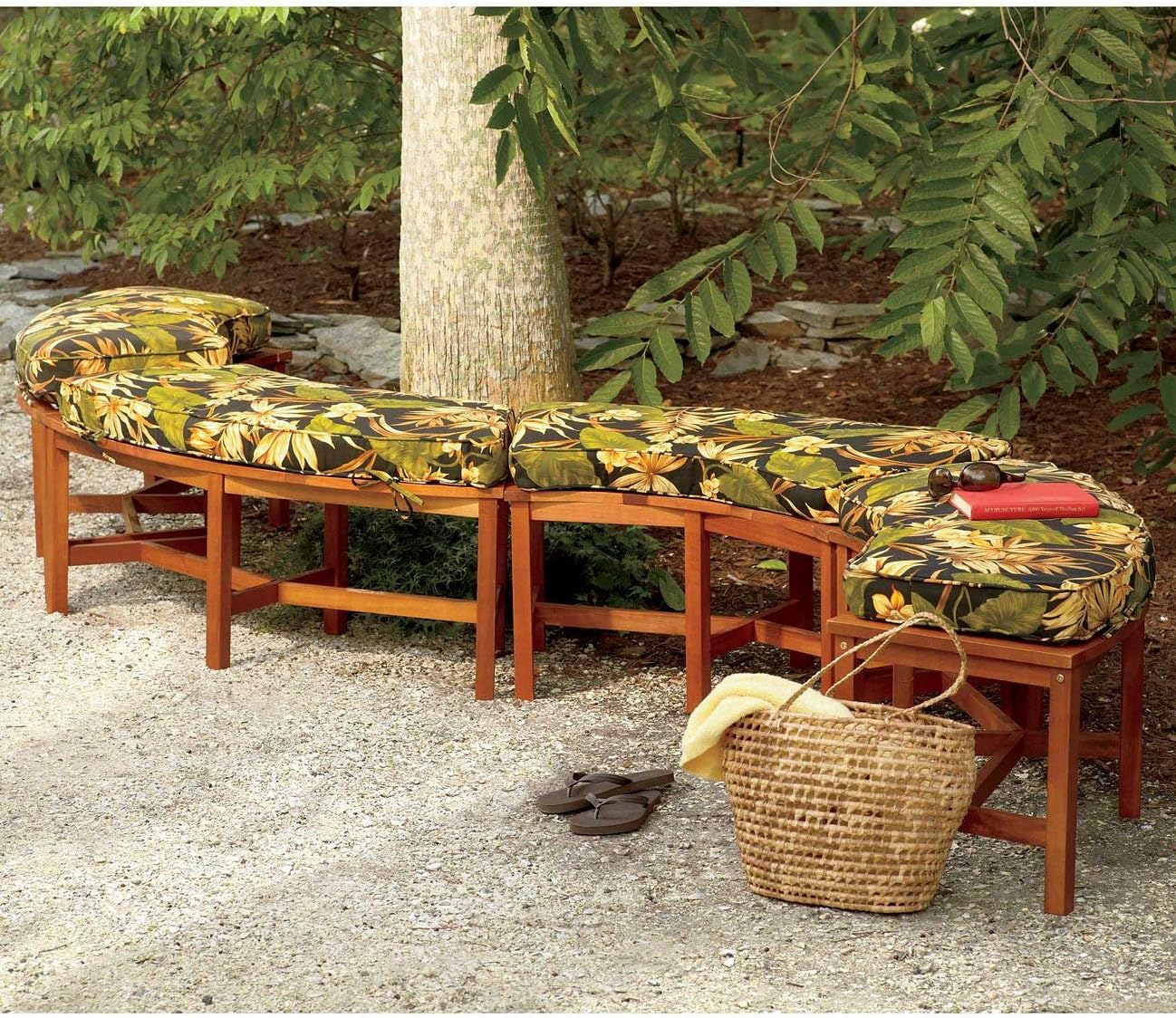 Solid Wood Fire Pit Curved Bench 44