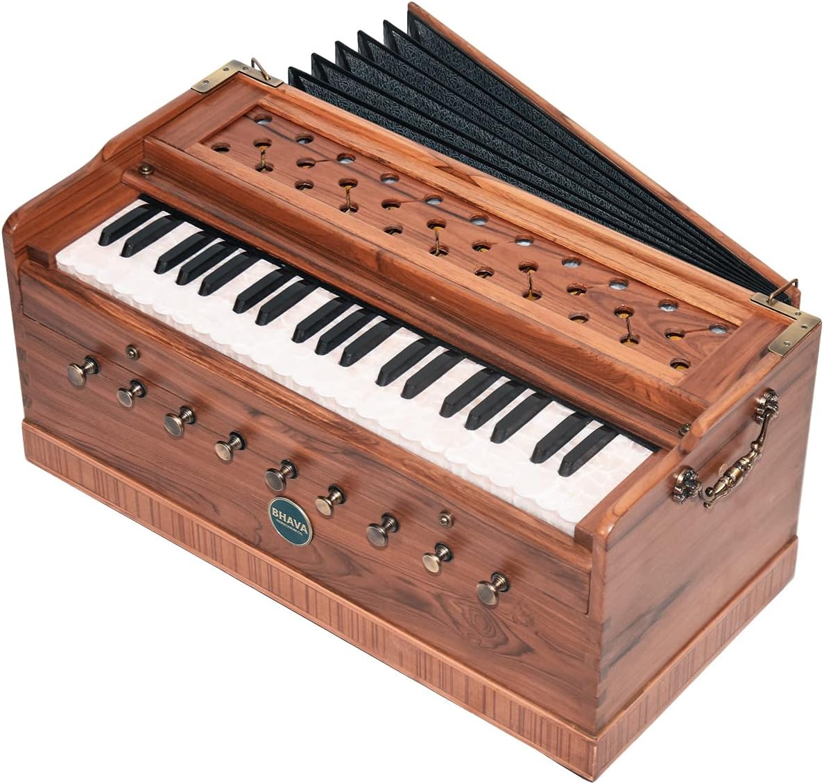 Bhava Studio Harmonium | Concert Teak Edition | Professionally Tuned & Refined in U.S~ Handmade in India, Ethically Sourced, Premium Quality and Finish | Long Sustain and Clear, Warm Tonality