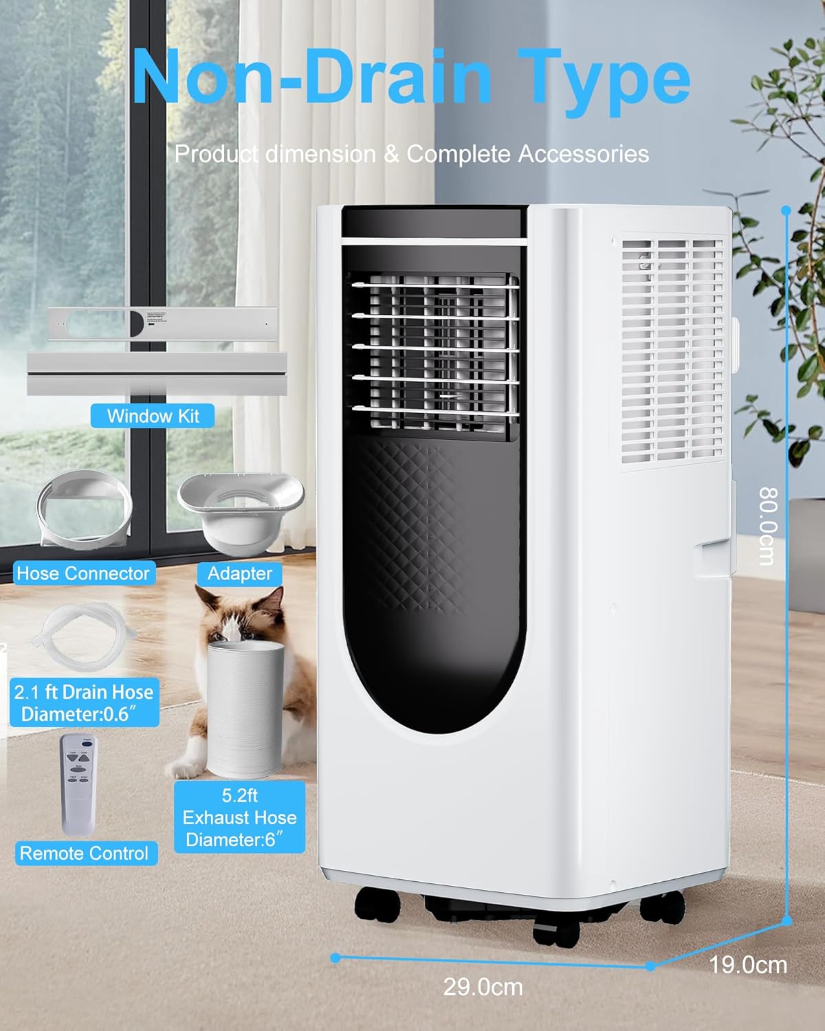 8,000 BTU Portable Air Conditioners, 4 Modes Portable AC Unit with Fast Cooling/Energy Efficient/Remote/24Hrs Timer for Bedroom/Dorms/Indoor Rooms, White