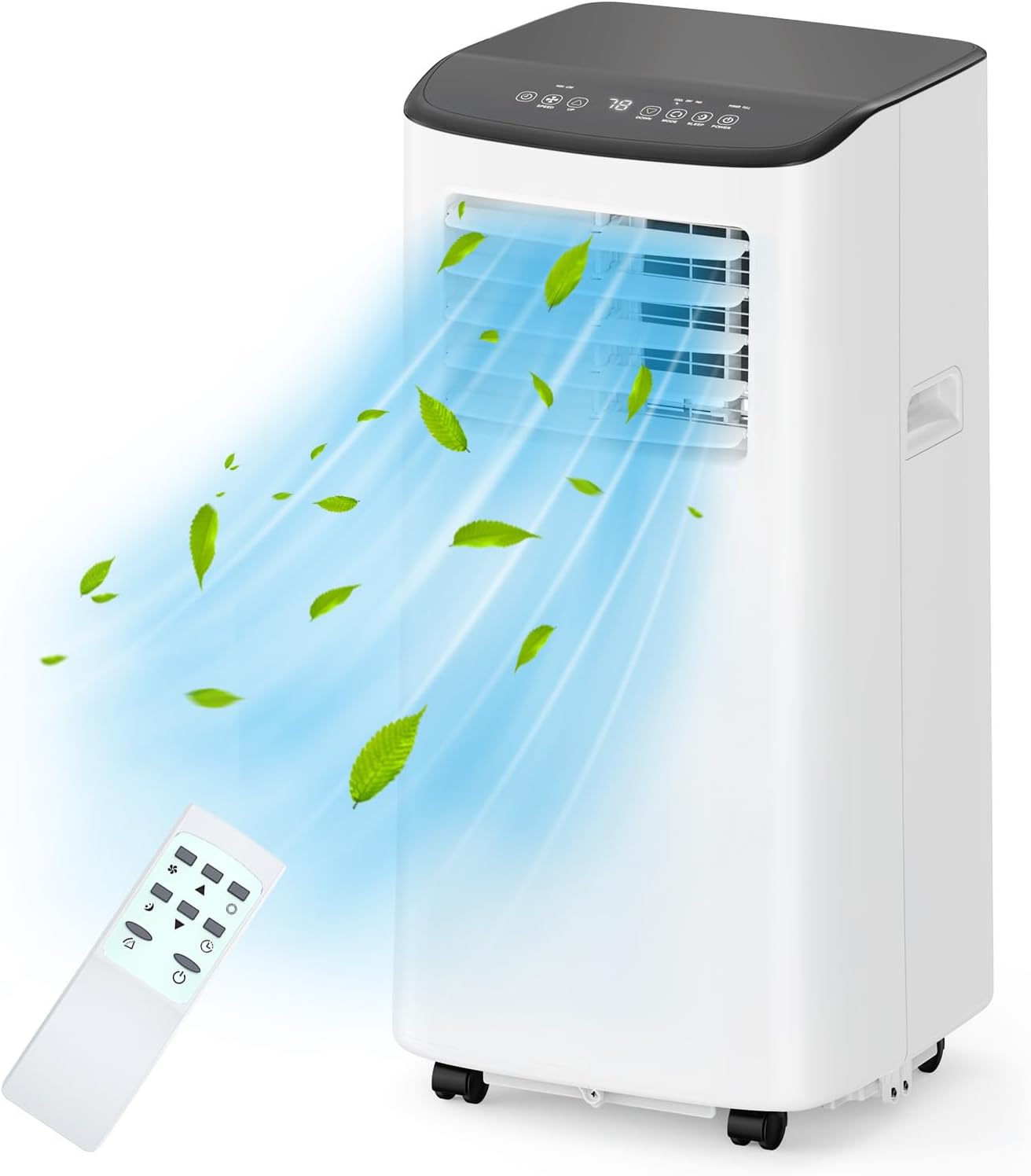 8000BTU Portable Air Conditioner, 3 in-1 Room Air Conditioner with Fan & Dehumidifier Modes, AC Unit Cools up to 350 Sq.Ft, Remote Control & 24H Timer, for Bedroom, Office and Living Room