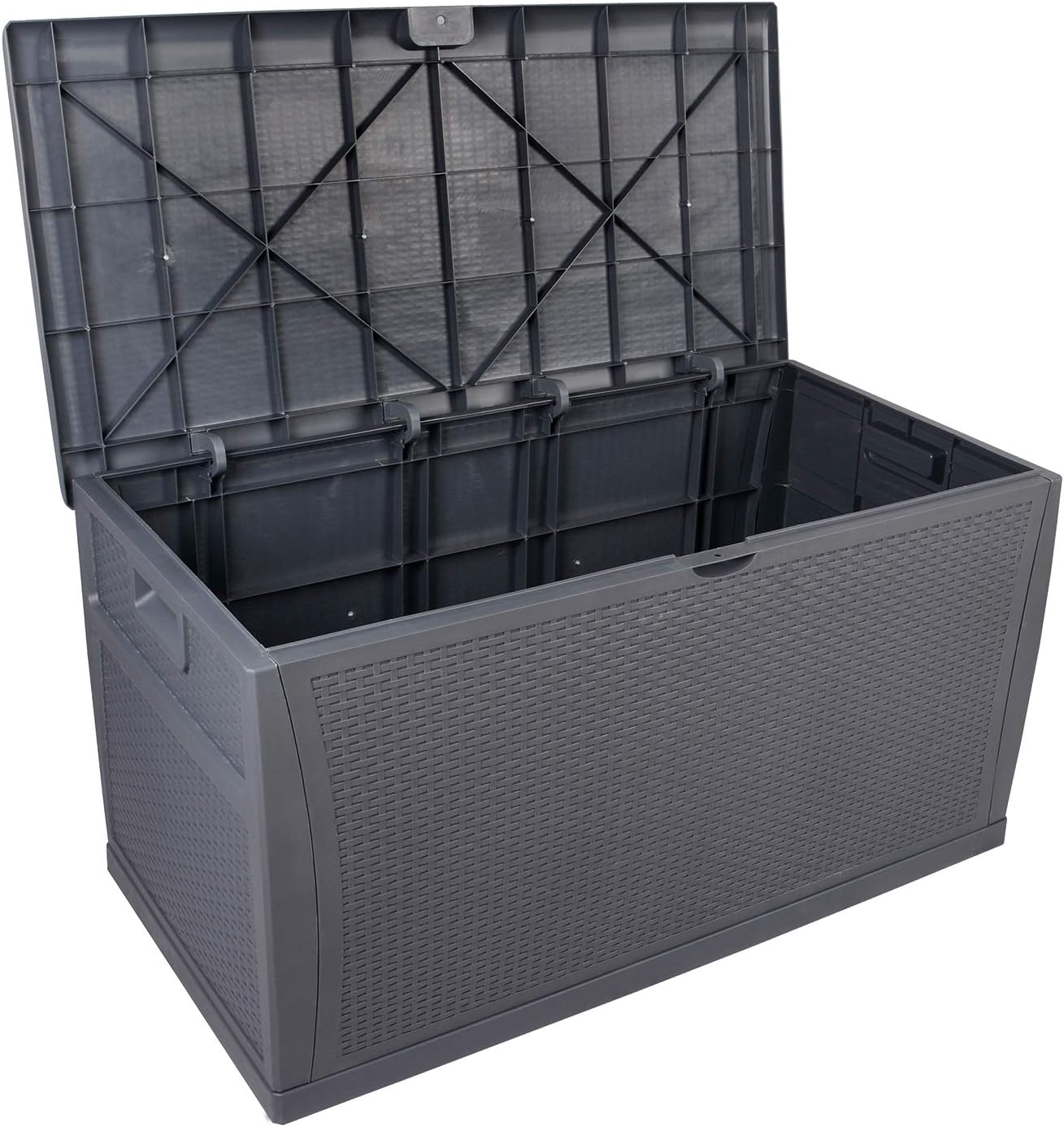 Resin Deck Box,Outdoor Garden Plastic Storage Deck Box Chest Tools Cushions Lockable Seat Waterproof (Grey, 120gal-460L)