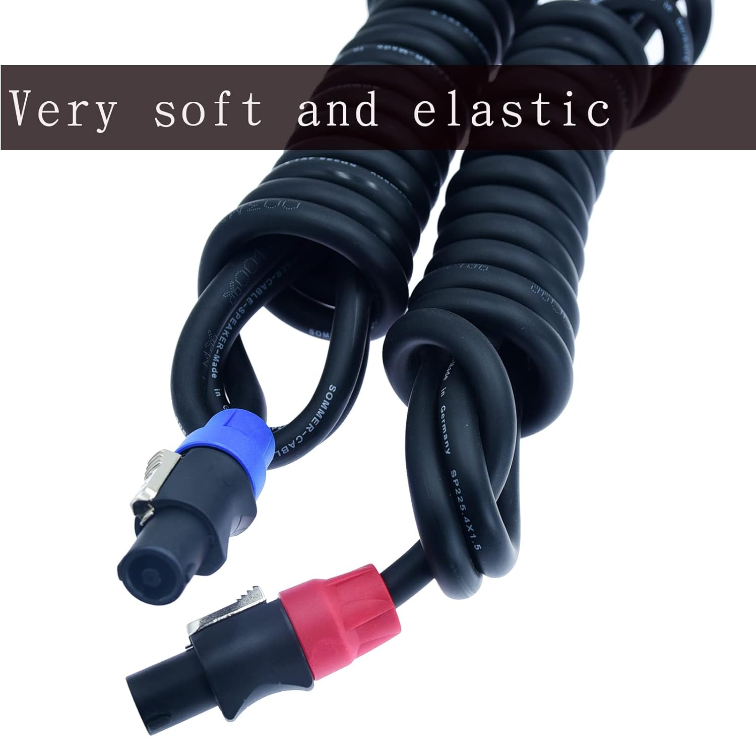 speak on 2Pack Pro Speakon to Speakon male speaker Gauge wire lock Cable Pair 15 AWG Professional Audio Cabl Cord with port Connector for para bocina de dj Stage power amplifier(2 Conductor, 66ft)