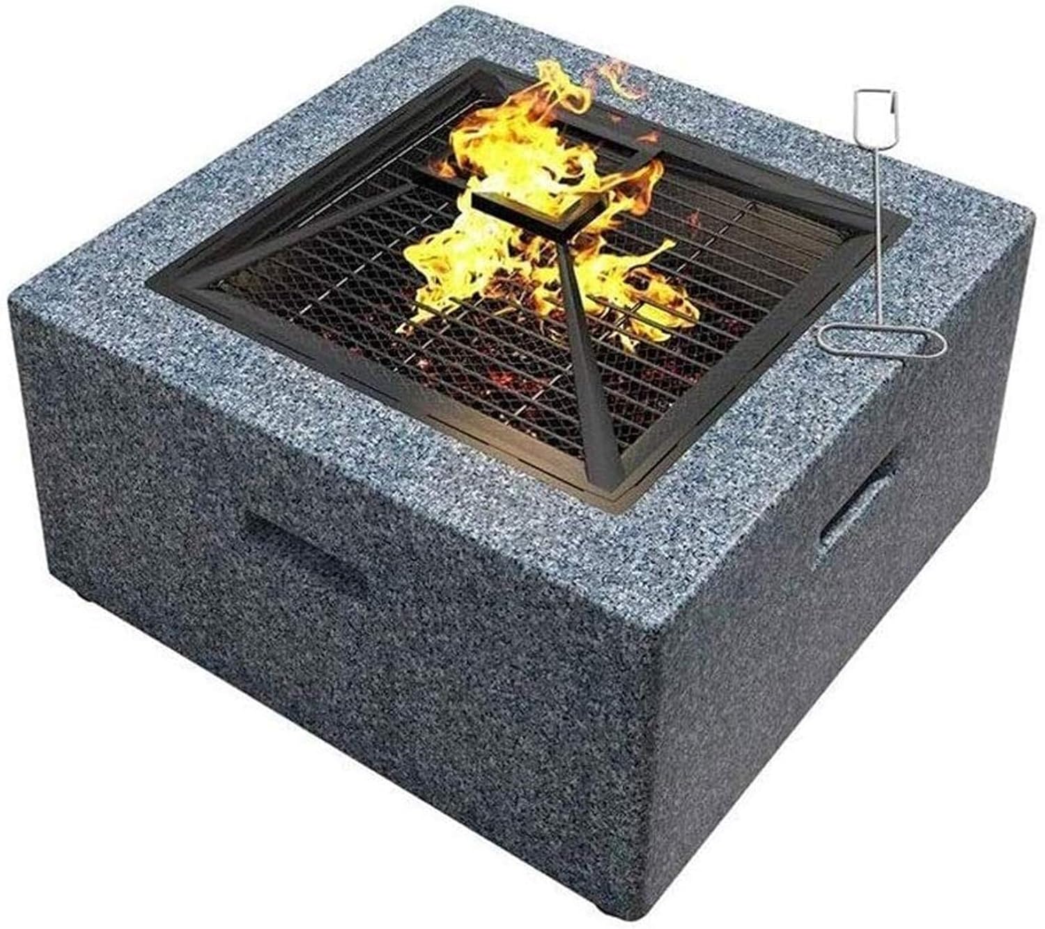 Fire Pits Outdoor Wood Burning Home Fire Pit Table Outdoor with BBQ Grill Shelf, Multifunctional Garden Terrace Fire Bowl Heater/BBQ, with Cover BBQ Cooking for Outside Camping Backyar