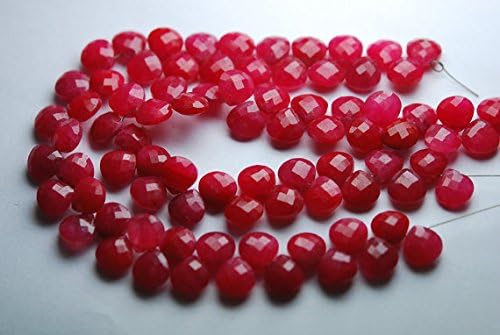 13 inch natural beads strand of 10mm faceted heart ruby gemstone briolletes beads for DIY jewelry - necklace, bracelet, earring, ring.