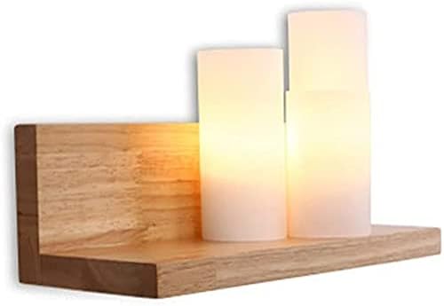 ANALYST Wall Lamp Simple Solid Wood Candle Milk White Glass Lampshade Corridor Balcony Aisle Wall Sconce Lighting Fixture Study Bedroom Bedside LED Decorative Wall Lights,Modern Wall Sconces
