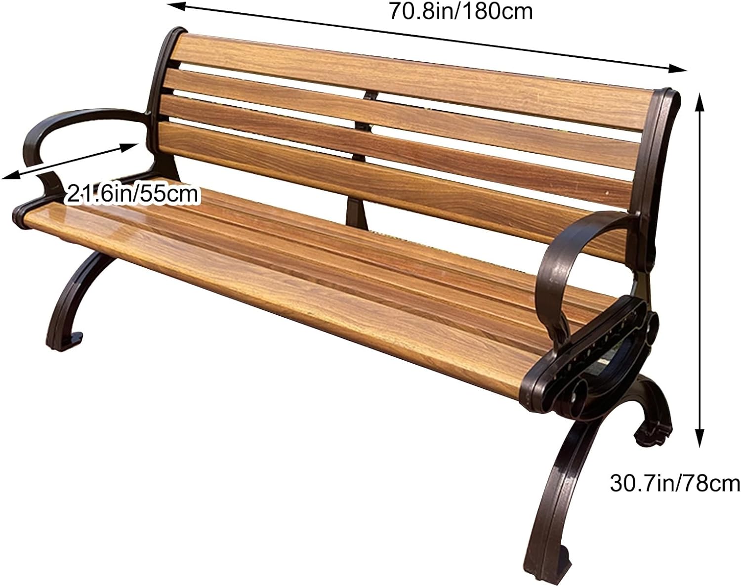 Outdoor Garden Bench, Outdoor Park Bench with Aluminum Alloy Frame, Easy Maintenance, for Garden Lawn Porch Park BackyardGarden Bench(Natural Color,180cm)