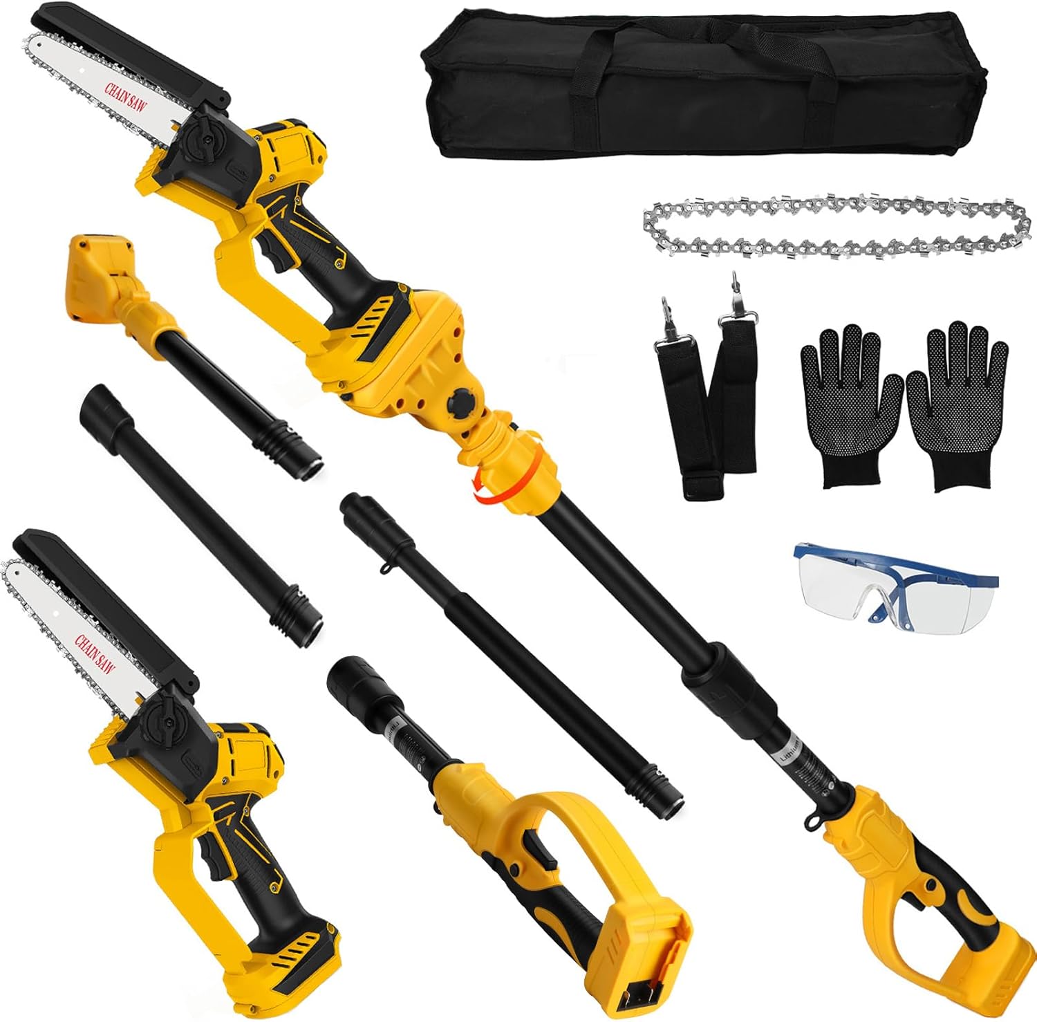 6 Inch Cordless Pole Saw for Dewalt 20V Max Battery (No Battery), Brushless Electric Chainsaw with Extension Pole, 15Ft Long Reach for Tree Pruning Hedge Cutting