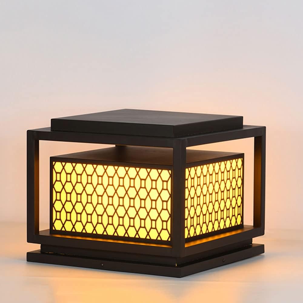 Outdoor Post Light Fixtures Anti-Rust Matte Black Post Light Waterproof Post Lamps E27 Base with Dock Mounted Deck Light for Yard Lawn Garden On