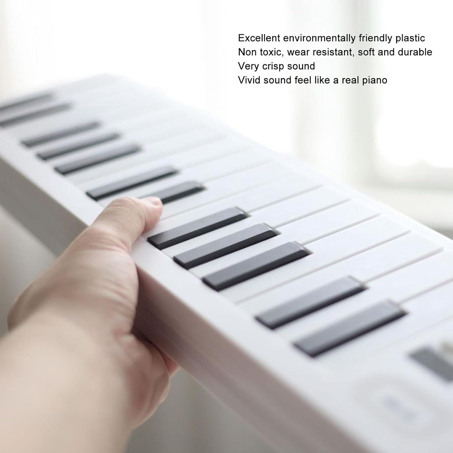 61 Key Folding Piano Keyboard, Weighted Electric Keyboard, Portable Travel Piano Digital Music Keyboard for Beginners,with Recording Playback