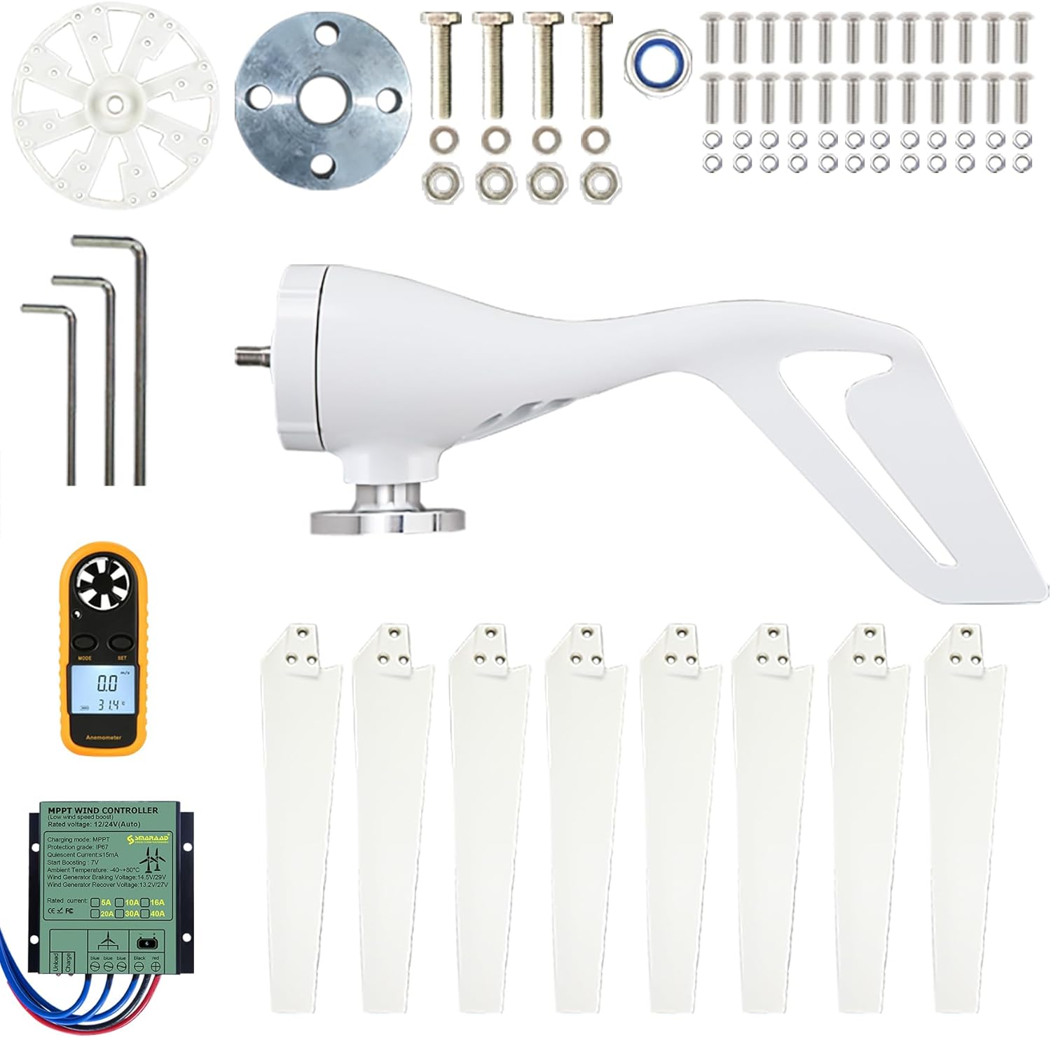 Smaraad 600W 12V Wind Turbine Generator, Wind Generator Kit with Charge Controller, Wind Power Generator for Marine, RV, Home, Windmill Generator Suit for Hybrid Solar Wind System