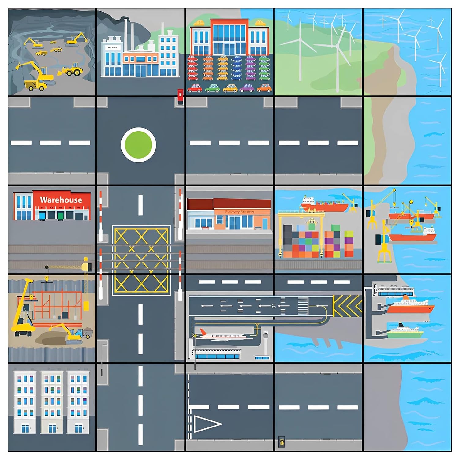 See & Say Bee-Bot Robotics with Transport & Industry Activity Floor Mat Set