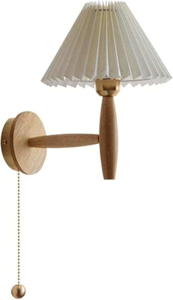 Wall Sconces Folding Fabric Lampshade Wall Light, Japanese Style Vintage Log Cable Wall Lamp, E27 Socket Indoor Wall Sconce, Indoor Light Fixture for Bedroom Bedside, Living Room, Reading