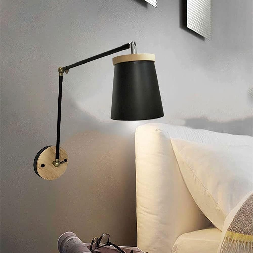Adjustable Wall Lamp Swing Arm Wall Light Modern Wall Sconce Lighting Fixtures Compatible with Bedroom Bedside Reading Lamps LED Wall Light