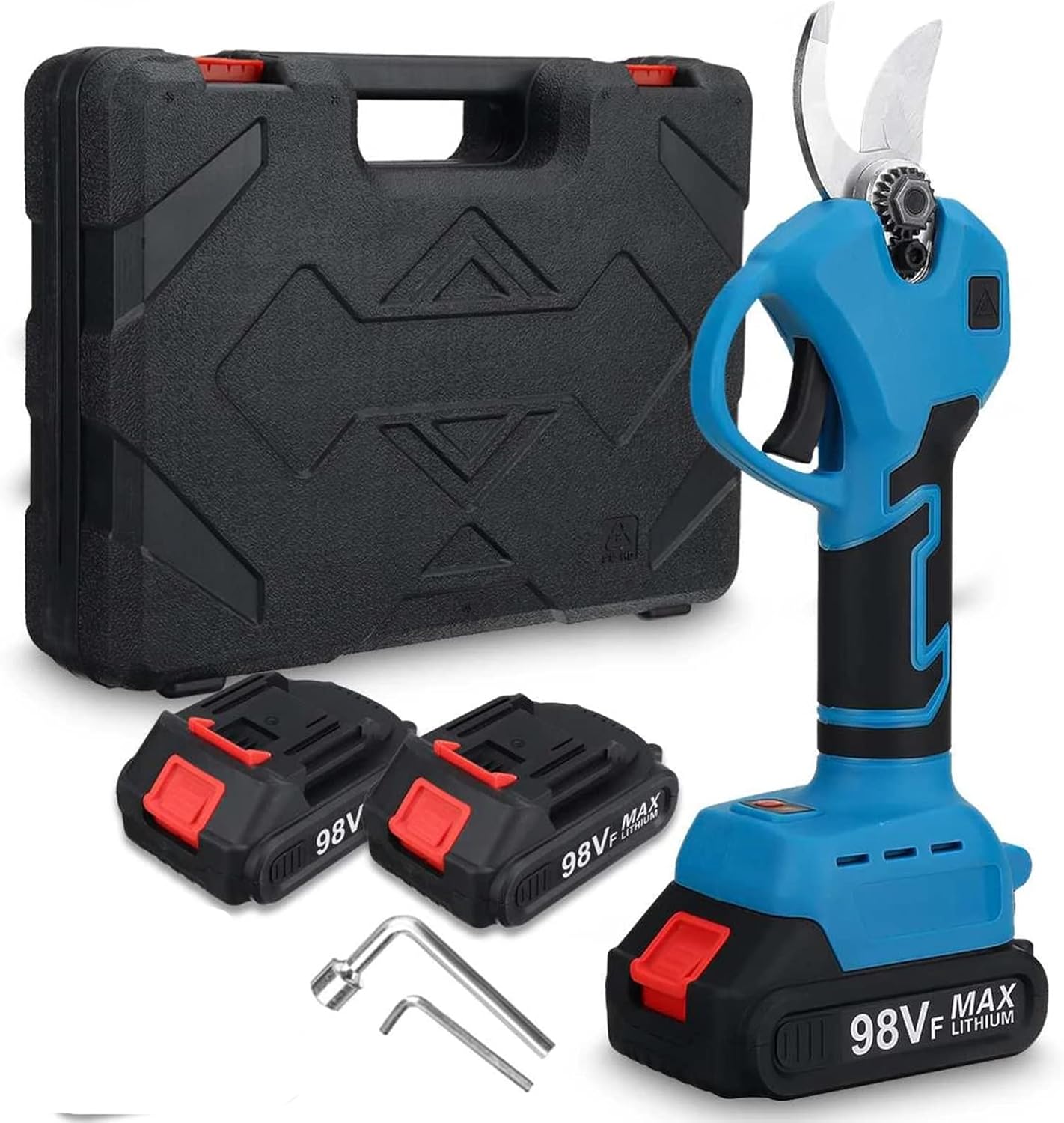 Cordless Electric Pruning Shears, Professional Power Tree Branch Pruner, 2 Ah Lithium Battery Powered, 30mm (1.2inch) Cutting Diameter, with Battery Level Display,2pcs Battery