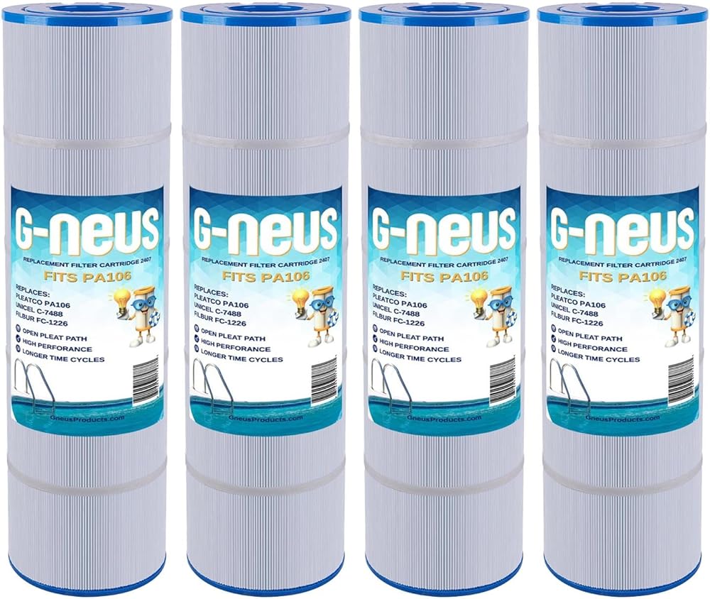 G-NEUS Pool & Spa Filter | Replaces Hayward CX880XRE, Pleatco PA106, Ultral-A1, Unicel C-7488, Filbur FC-1226, FC-6430 | 106 Sq Ft Coverage (x4) | High Performance Replacement Cartridge, 4 Pack