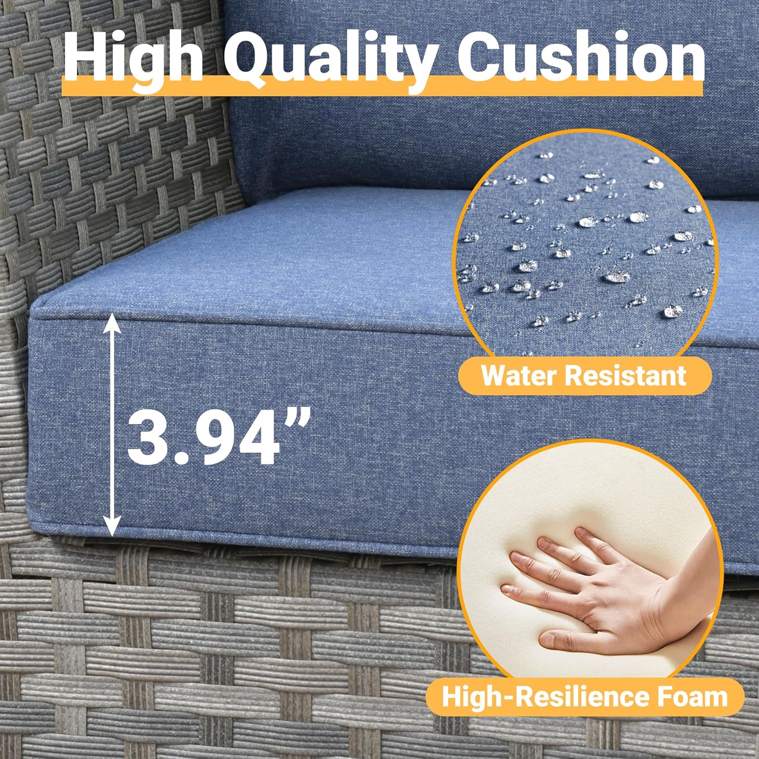 10 Pieces Outdoor Furniture Set,Sectional Sofa with Double Layer Fire Pit Table and Rocking Chairs,PE Wicker Rattan Patio Conversation Sets